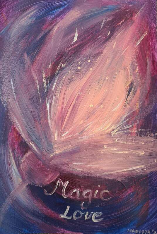 "Magic Love", akril na papiru, A4, uramljeno, 2021, cena: 50evra